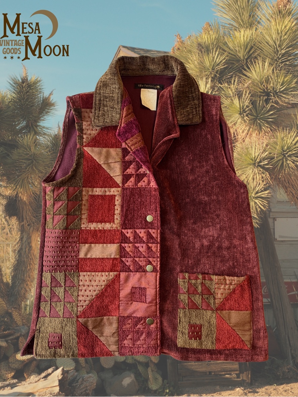Vintage Southwestern Quilted Patchwork Sleeveless Vest